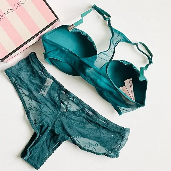 32D MEDIUM Victoria’s Secret green bra set - Picture 5 of 8